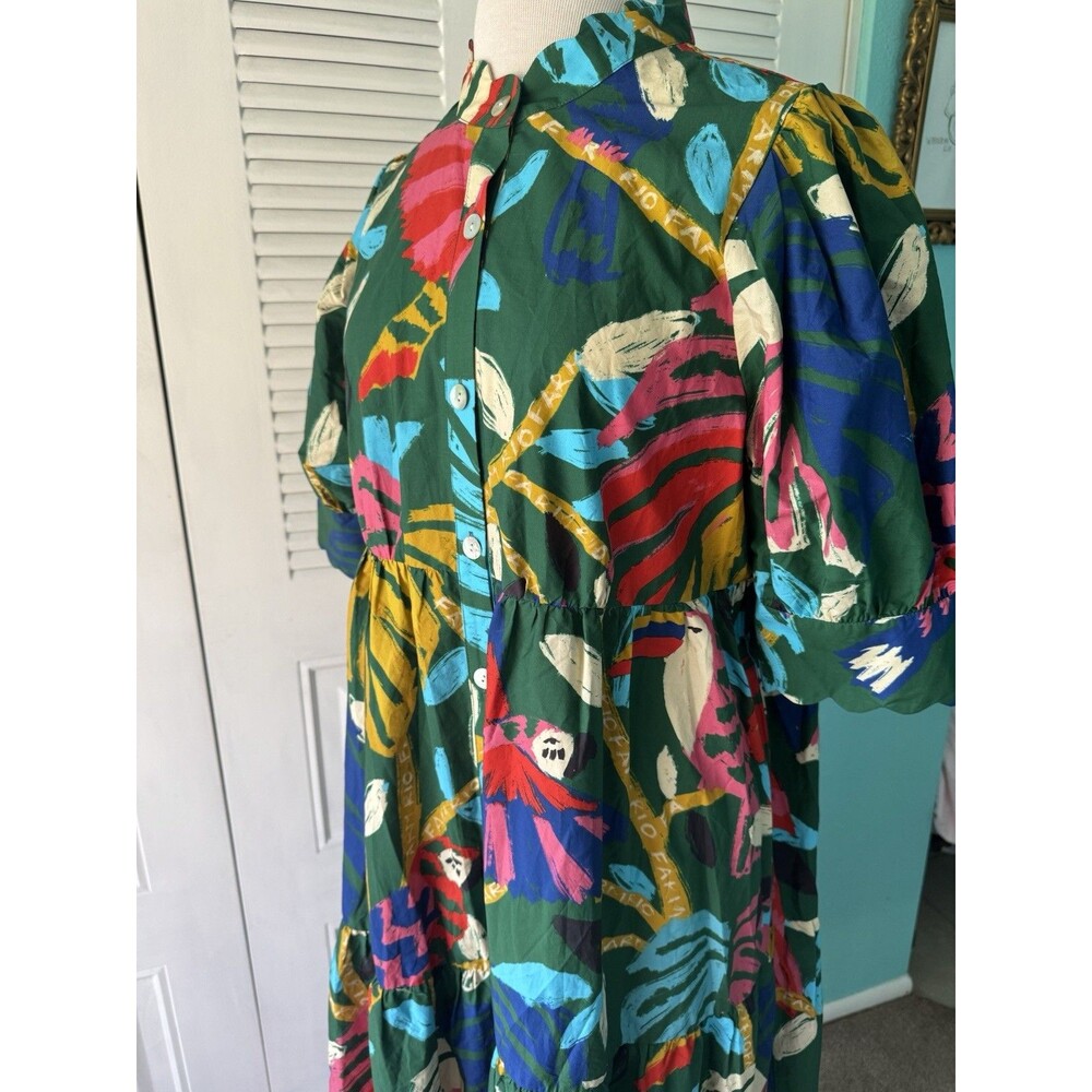 Farm Rio Tropical Cotton Tiered Button Front Maxi Dress L NWOT - Picture 9 of 12